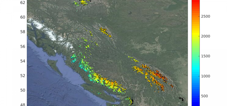 Elevation data over Canada